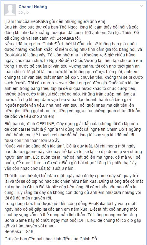 
Bức tâm thư của BeoKaKa gửi đến những người anh em của mình
