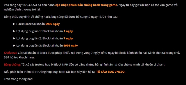 Game đầu tiên tại Việt Nam khóa tài khoản hack 6996 ngày