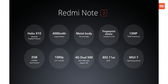  Vẫn dùng Helio X10 như Redmi note 2. 