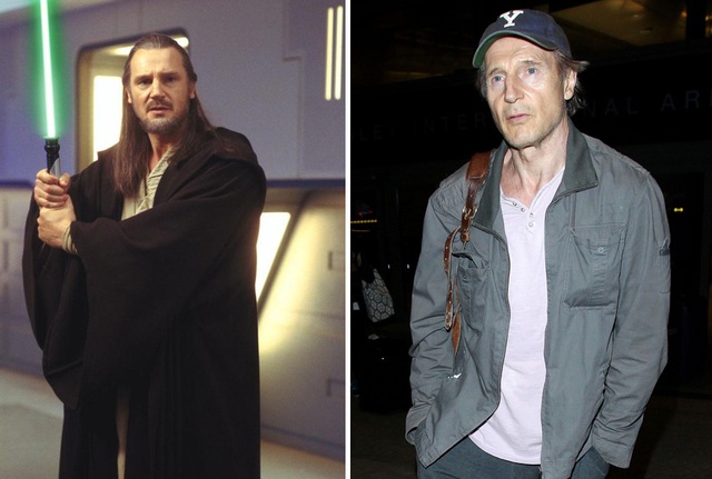 
Liam Neeson trong vai Qui-Gon Jinn, thầy của Obi-Wan trong vai diễn năm 1999.​

