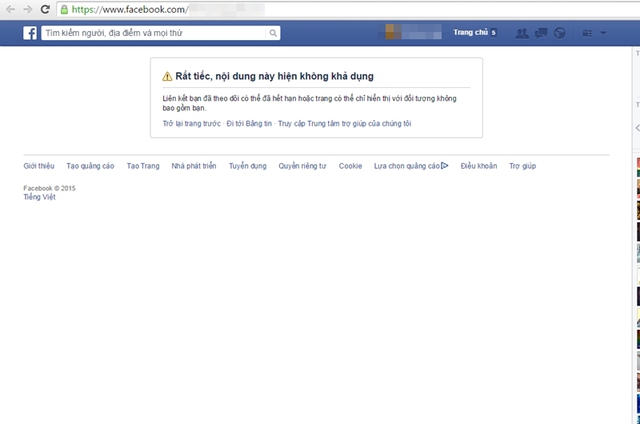 Trang Facebook của L.A đã bị khóa bởi chủ nhân