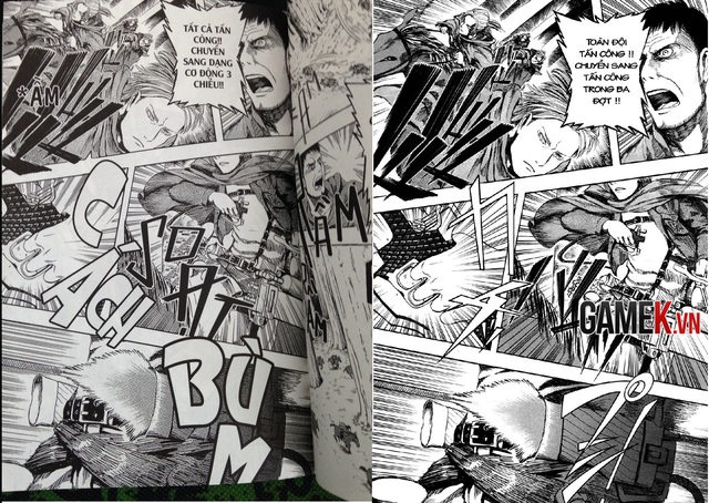 Hình ảnh bên trái là truyện của TVM Comics, trang truyện bị thiếu mất 0,5 cm mỗi chiều so với bản dịch trên mạng