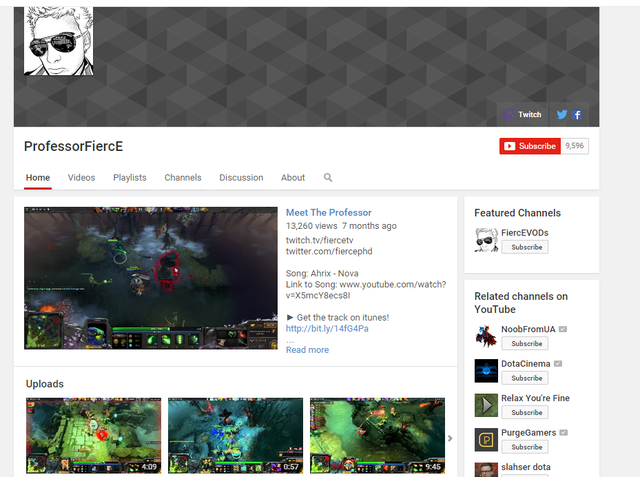 Kênh Youtube của FiercE thu hút được nhiều sự quan tâm của game thủ DOTA 2