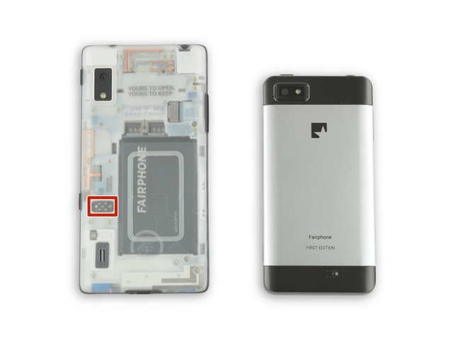  Khu vực màu đỏ dùng để phục vụ cho việc nâng cấp Fairphone 2 sau này. Với cơ cấu lắp ráp theo dạng module, người dùng rất dễ dàng để nâng cấp từng thành phần của smartphone như RAM, vi xử lý, camera hay pin. 