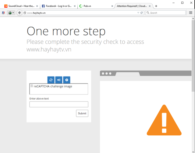  Vào một trang trong nước phải xác nhận qua mã CAPTCHA. 