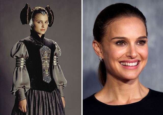 
Natalie Portman vai Padmé Amidala, vợ của Anakin Skywalker năm 2003 và hiện nay.
