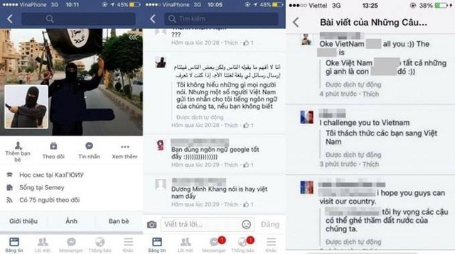   Người Việt tự lập trang web thành viên IS và có nhiều lời lẽ khiếm nhã. 