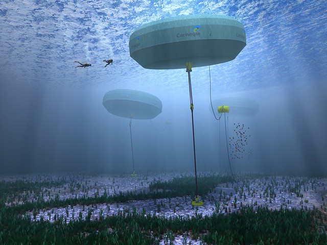  Chân dung hệ thống giúp khai thác điện từ sóng biển. 