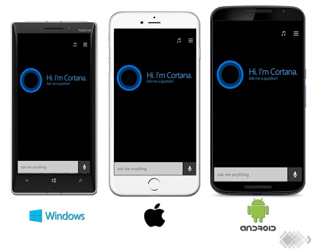 Cortana đã có mặt trên 3 nền tảng di động phổ biến nhất hiện nay