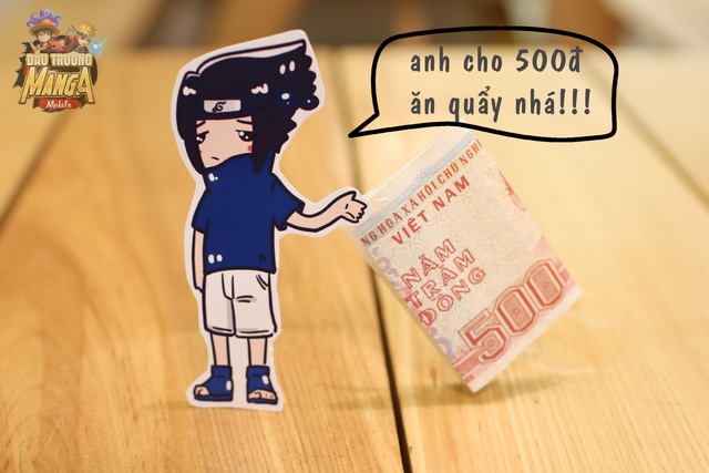
Cầm tờ 500 đồng có khác, Sasuke buồn rười rượi
