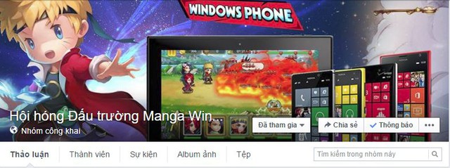 
Group được lập ra chỉ để “hóng” Đấu Trường Manga bản Windows Phone
