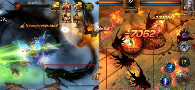 Cùng là chiêu “quẩy rồng”, có thể thấy được sự khác biệt đồ họa giữa 2 tựa game