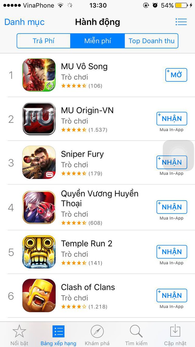 MU Vô Song nhanh chóng vượt lên Top 1 Apple Store chỉ sau 48 giờ
