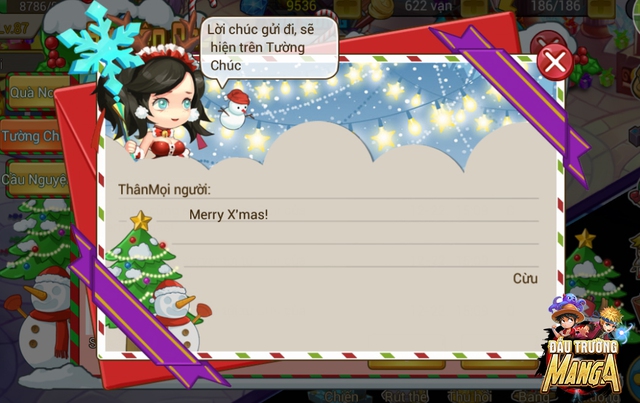 Ngoài ra, game thủ có thể gửi lời chúc, tâm tư của mình tới toàn server trong những ngày Giáng Sinh này