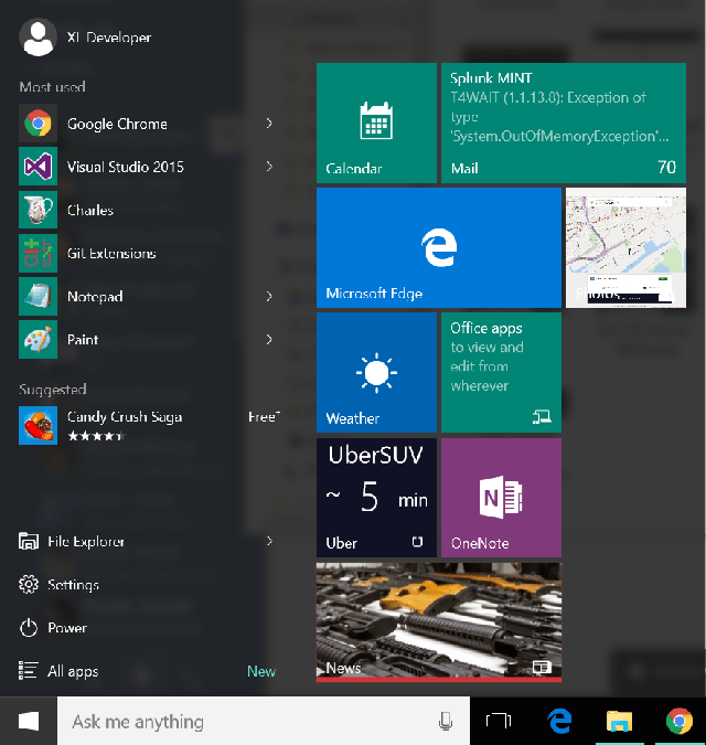 
C&aacute;c Live Tile c&oacute; khả năng thể hiện th&ocirc;ng tin ngay trong thanh Start.
