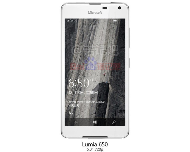  Ảnh rò rỉ Lumia 650 trước đây. 