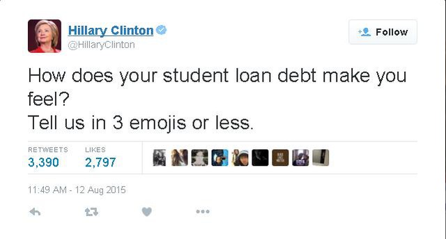  Bà Hillary Clinton chưng cầu dân ý bằng biểu tượng emoji trên mạng xã hội Twitter. 