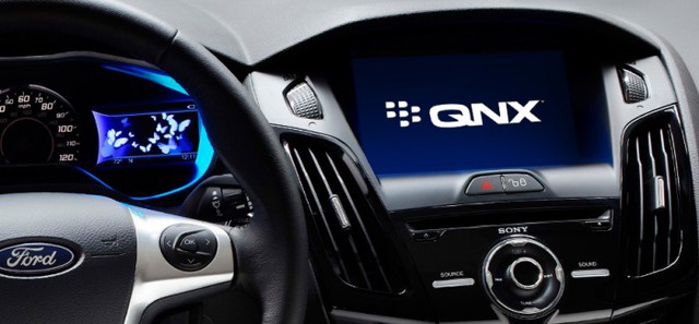 Phần mềm QNX trên hệ thống giải trí của xe Ford.