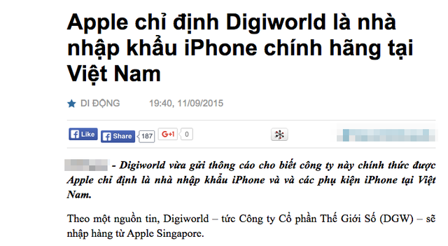 
Thông tin Digiworld trở thành nhà nhập khẩu iPhone chính hãng tại Việt Nam
