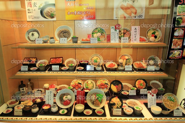  Hình ảnh các món ăn bằng nhựa ở một nhà hàng tại Nhật Bản. 