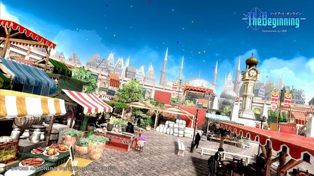  Quang cảnh rực rỡ của một thành phố trong Sword Art Online: The Beginning. 