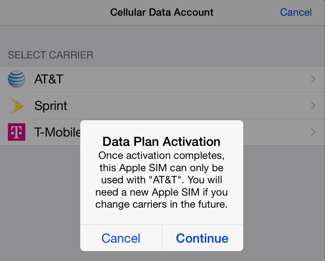  Nhà mạng AT&T khóa Apple SIM. 