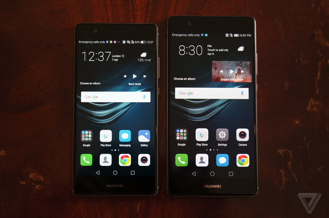 
Huawei P9 đặt cạnh Huawei P9 Plus (bên phải).
