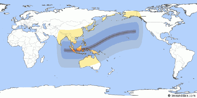  Những khu vực có thể quan sát hiện tượng Nhật thực toàn phần. 