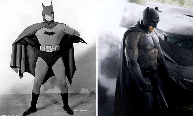  Batman 1943 và 2016: sau ngần ấy năm, cuối cùng Batman đã chỉnh được cái dáng thô nhưng thật của mình. Anh đã năng tập gym hơn, sử dụng Whey nhiều hơn... 