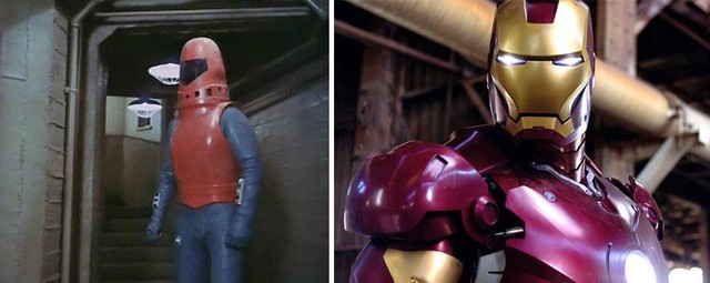  Iron Man 1977 và 2008: thực ra ý tưởng ban đầu về Iron Man là một anh thợ lặn. Đi bơi nhiều quá, Iron Man còn tróc hết cả lớp sơn xanh kia kìa. 