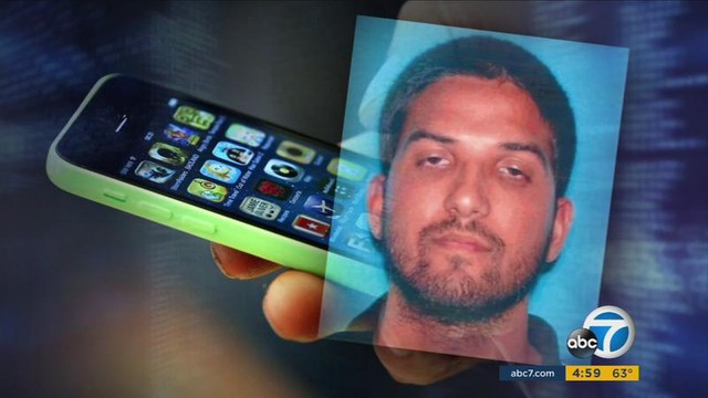 Chiếc iPhone và nghi phạm Syed Farook.