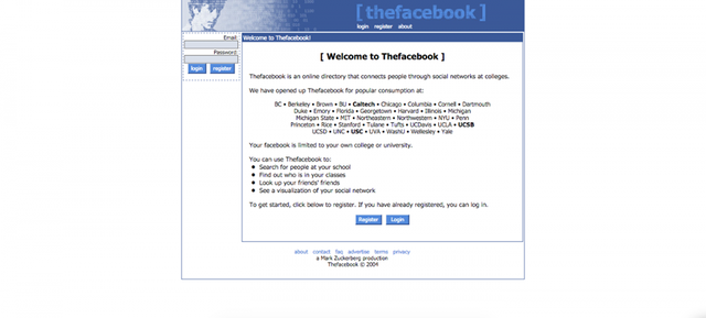  Đây là thefacebook.com khi nó được sáng lập vào năm 2004 