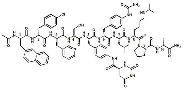  Cấu trúc hóa học của thuốc tiêm degarelix. Ảnh: FDA 