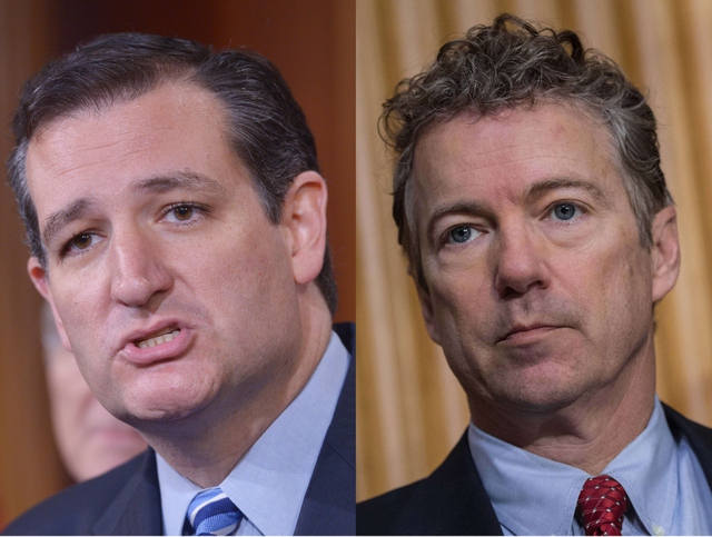  Hai ứng cử viên chạy đua vào nhà Trắng Ted Cruz và Rand Paul (Ảnh: usatoday.com) 