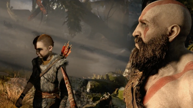 
Kratos đồng hành cùng một cậu bé, người đã gọi Kratos là cha ở cuối đoạn video gameplay
