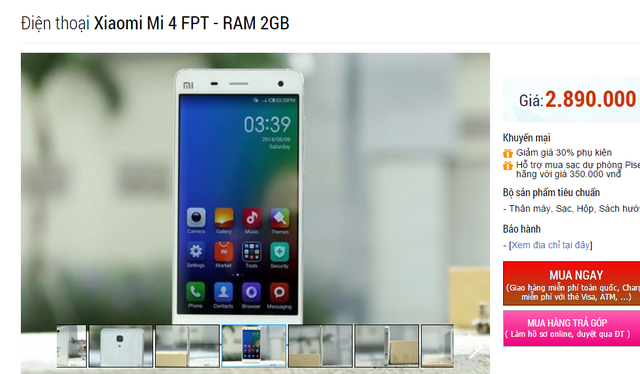  Xiaomi Mi 4 FPT - Xiaomi Mi 4 công ty? 