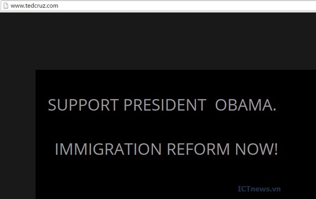 Trang chủ tedcruz.com chơi khăm Ted Cruz với nội dung ủng hộ Barack Obama cải cách chính sách nhập cư 