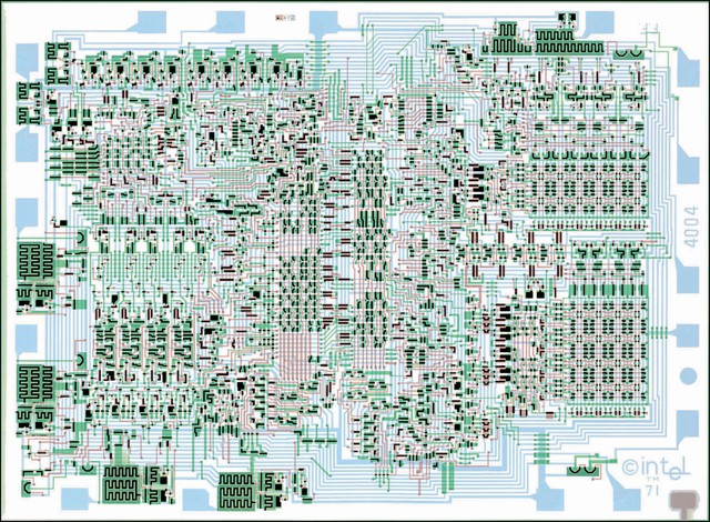  Mask của chip Intel 4004, con chip 4-bit được Intel giới thiệu năm 1971. 