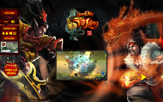 
Cận cảnh thiết kế trang Landing đầy ấn tượng của game 3D Việt - Loạn Đấu võ Lâm.
