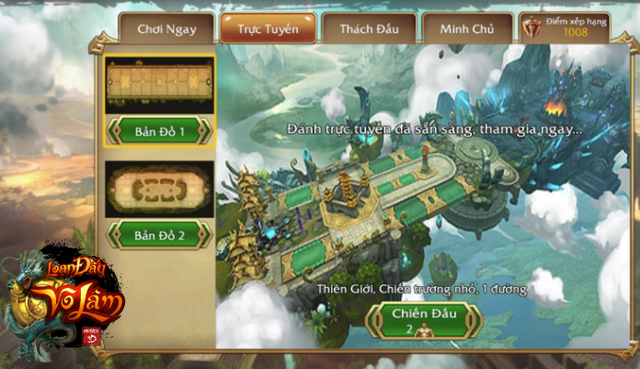 
Giao diện của chế độ PvP Real Time độc đáo trong game Việt Loạn Đấu Võ Lâm.
