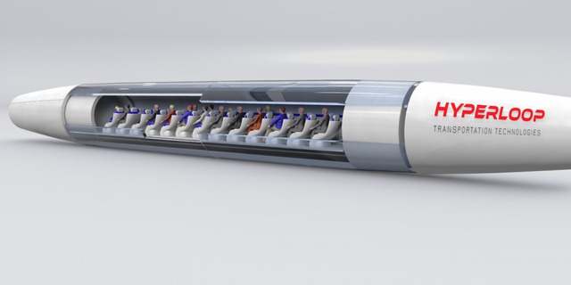 Lát cắt ngang cho thấy khung cảnh bên trong tàu Hyperloop