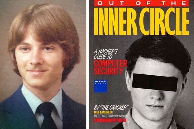  Ảnh Bill tại trường trung học (trái) và trên trang bìa cuốn Out of The Inner Circle 