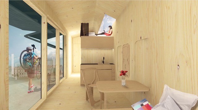  Có diện tích 23,2 m2, những cabin bằng gỗ này có thể vừa cho 2 người ở. Bên trong có bàn ghế, bếp, máy điều hòa nhiệt độ và 2 giường, một ở dưới và một ở gần mái. Khách hàng có thể ở với giá 150 USD/đêm. Nhóm phát triển cũng đang có kế hoạch sản xuất phiên bản lớn hơn. 