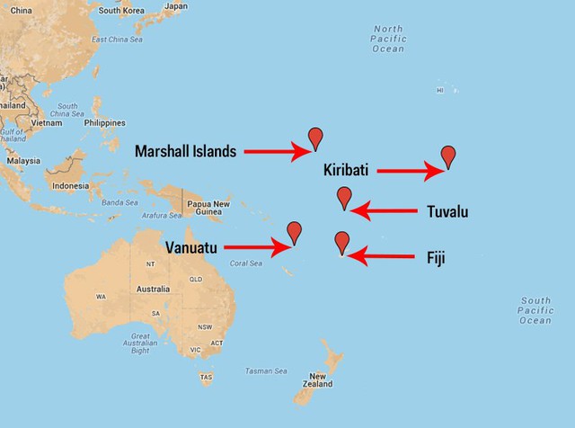  Vị trí của 5 quốc đảo trên Thái Bình Dương 
