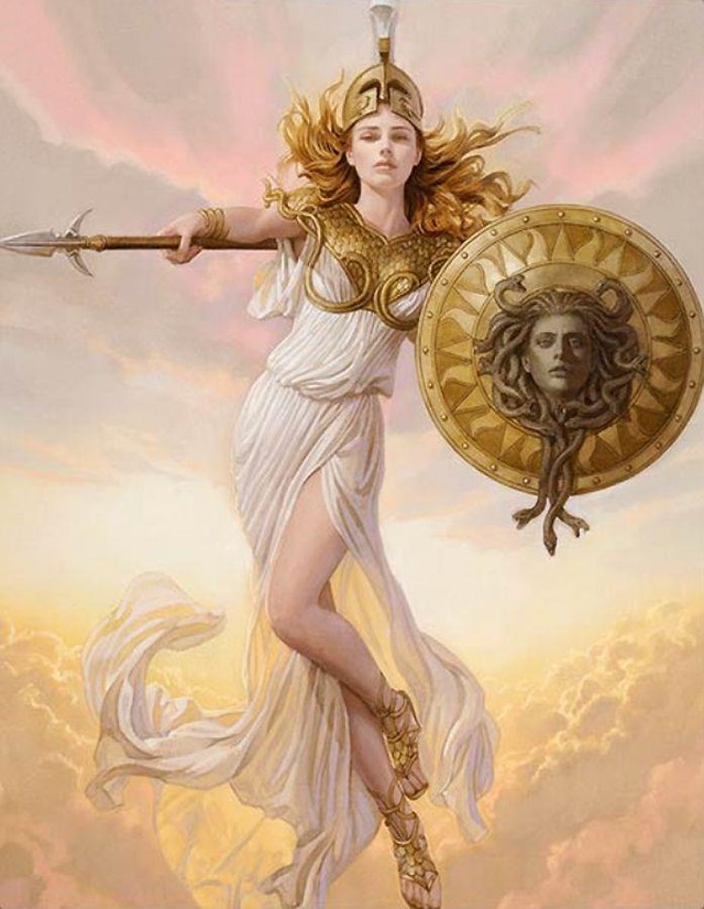 
Nữ thần Athena cùng chiếc khiên Aegis.

