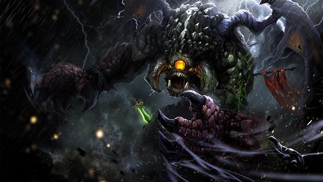 
Roshan, con quái vật bị nguyền rủa vì đã chót ăn cắp Aegis of the Immortal.
