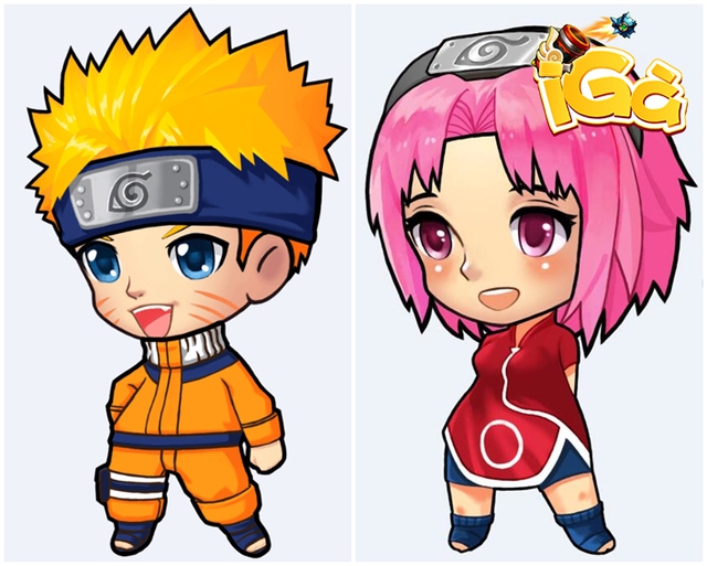 Naruto và Sakura với tạo hình vô cùng dễ thương