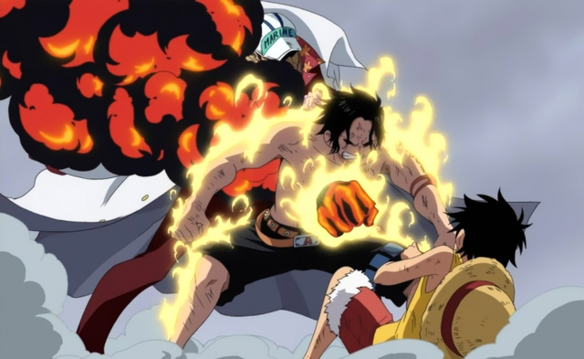 
Ace lao ra đỡ đòn cho Luffy
