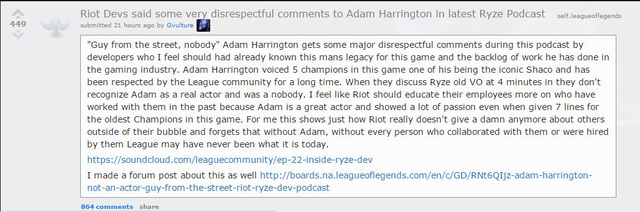 Topic tố cáo các nhân viên Riot đã coi thường Adam thu hút gần 1000 bình luận