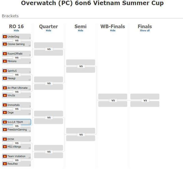 
Bảng đấu của Overwatch Summer Cup.
